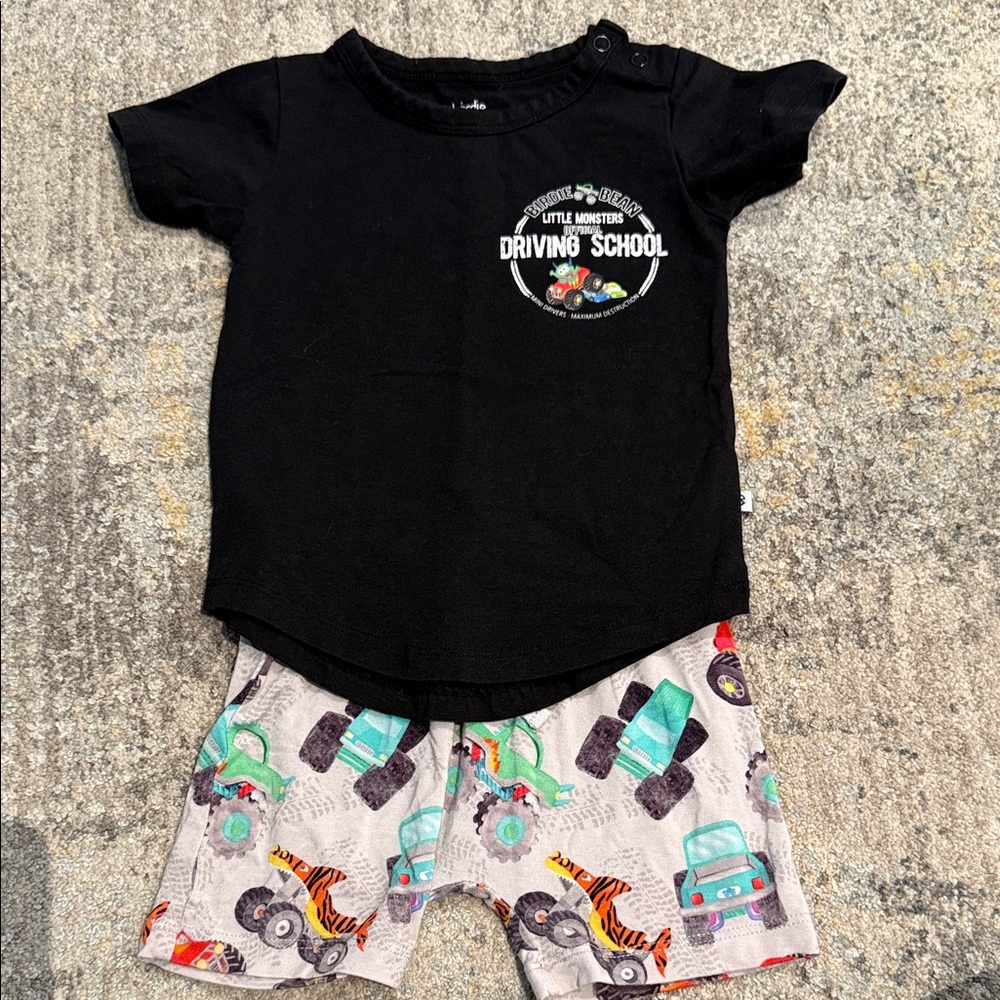 Monster Truck Kids Matching Set - Black and Gray